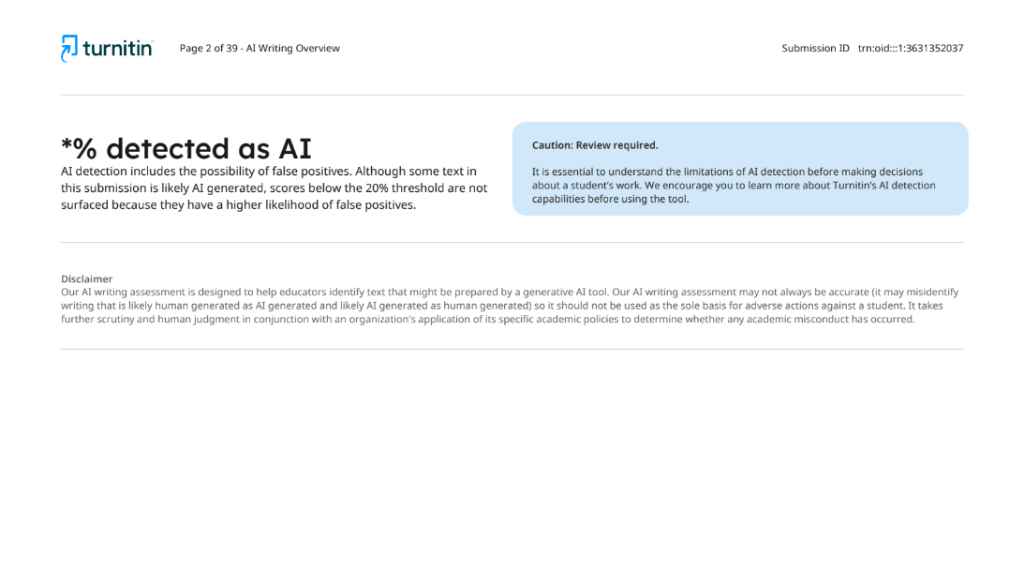 Turnitin AI Detection Report Example